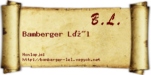 Bamberger Lél névjegykártya